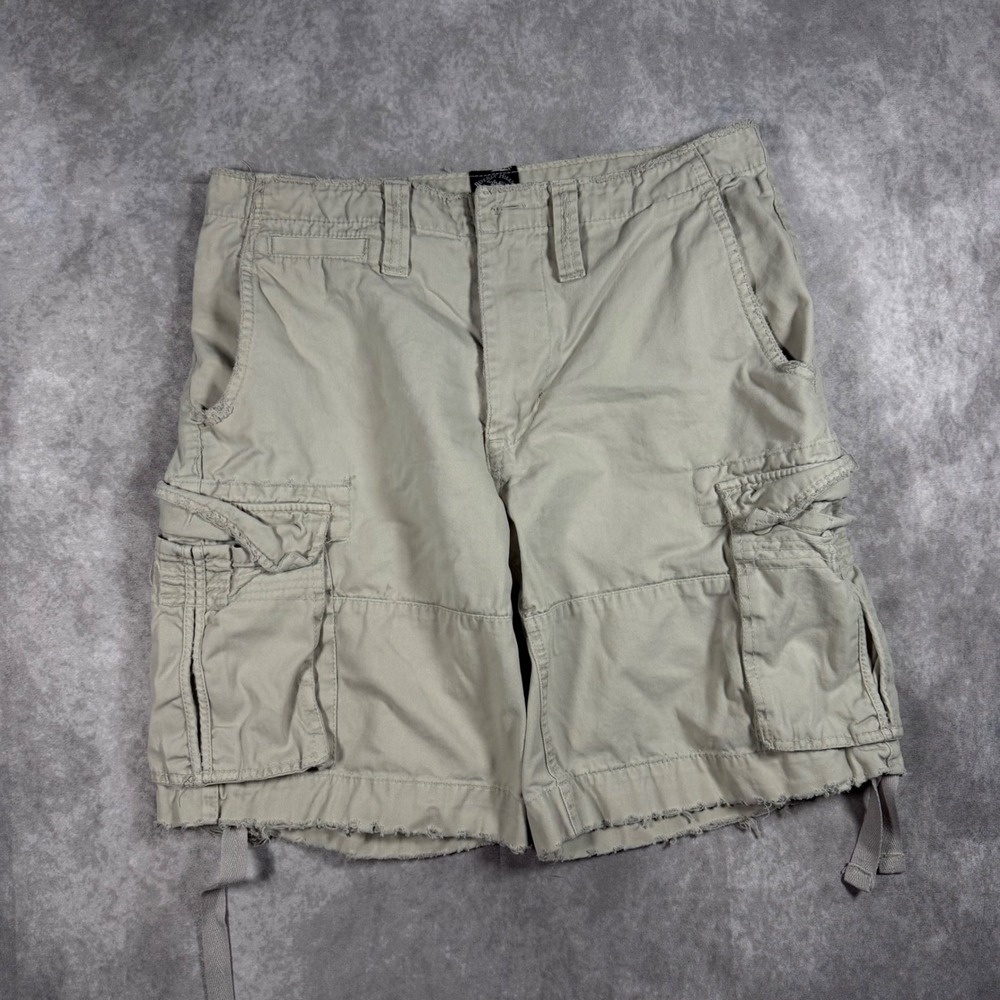 Beverly Hills Polo Club Men's Khaki Cargo Shorts 30 Distressed Frayed Hem Skater